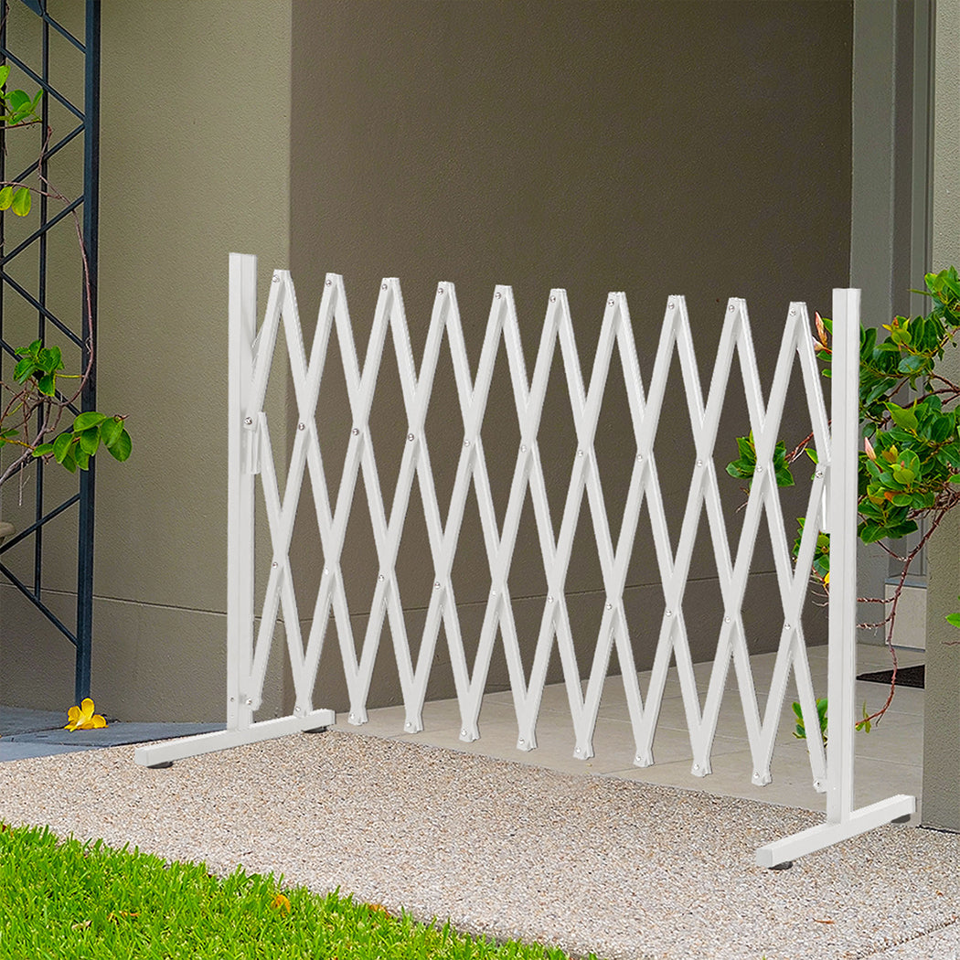 Garden Security Fence Gate Expandable White-1954802909753511942