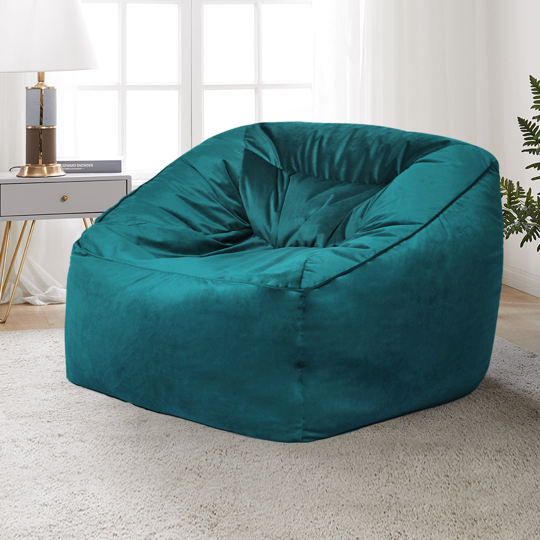 Marlow Bean Bag Chair Cover Soft Velvet Green-1910113190289739782