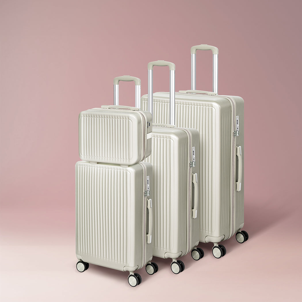 Slimbridge Luggage Suitcase Trolley White 4pc 14"+20"+24"+28"-1910112845832523782