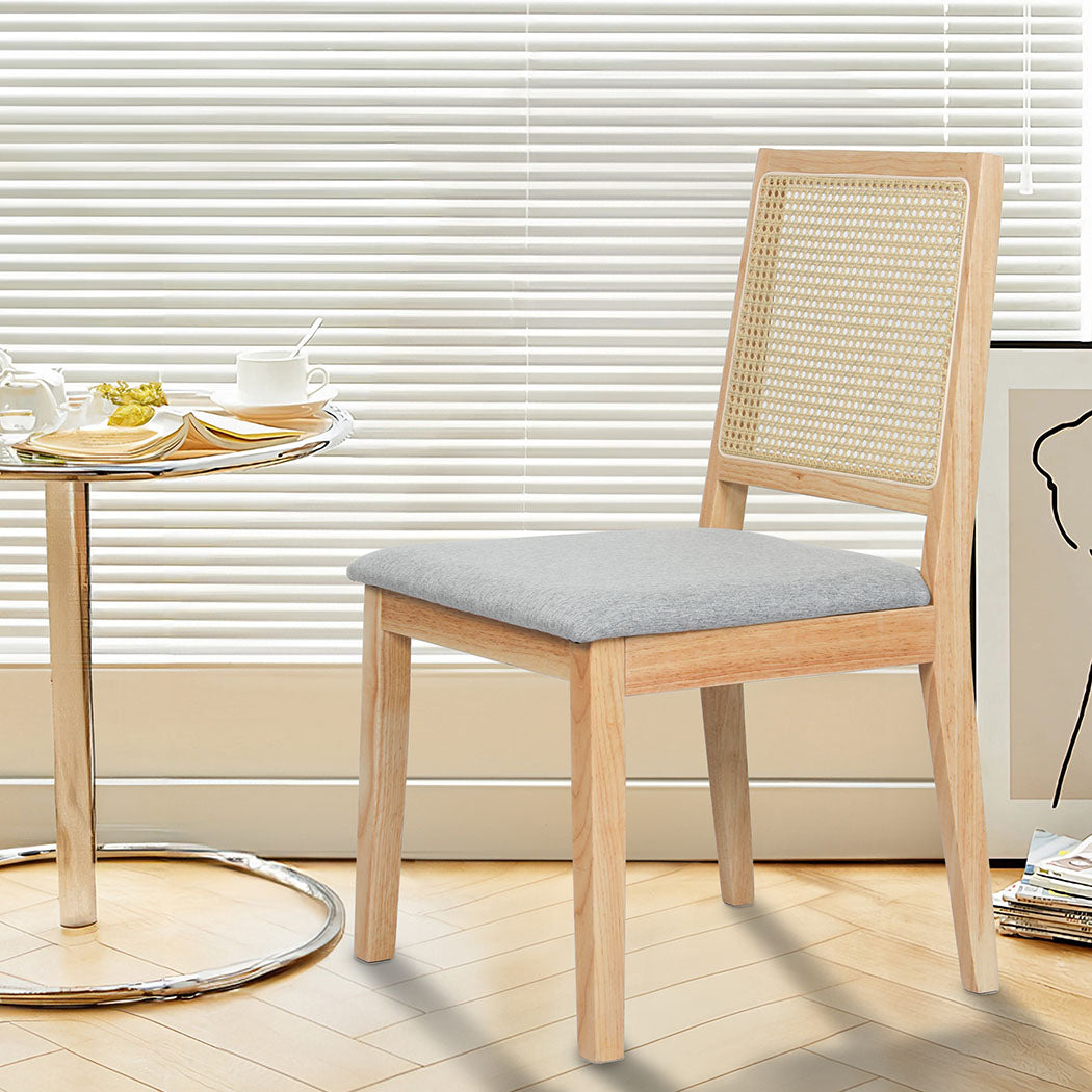 Levede 2x Rattan Dining Chair Solid Wood Lounge-1954802458693865478