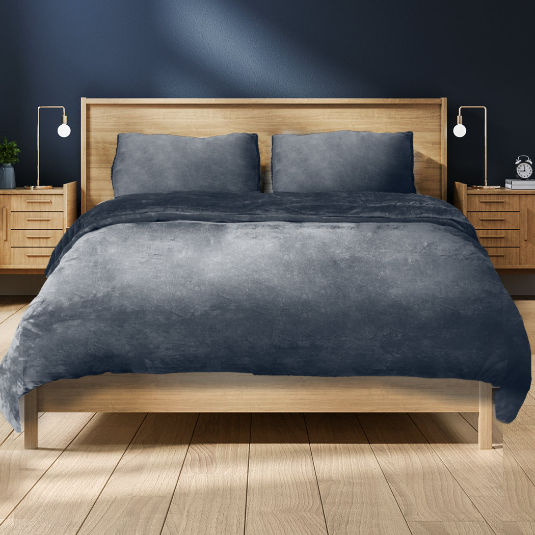 Bed Quilt Cover Bedding set Flannel Dark Grey Double-1910113192500137990