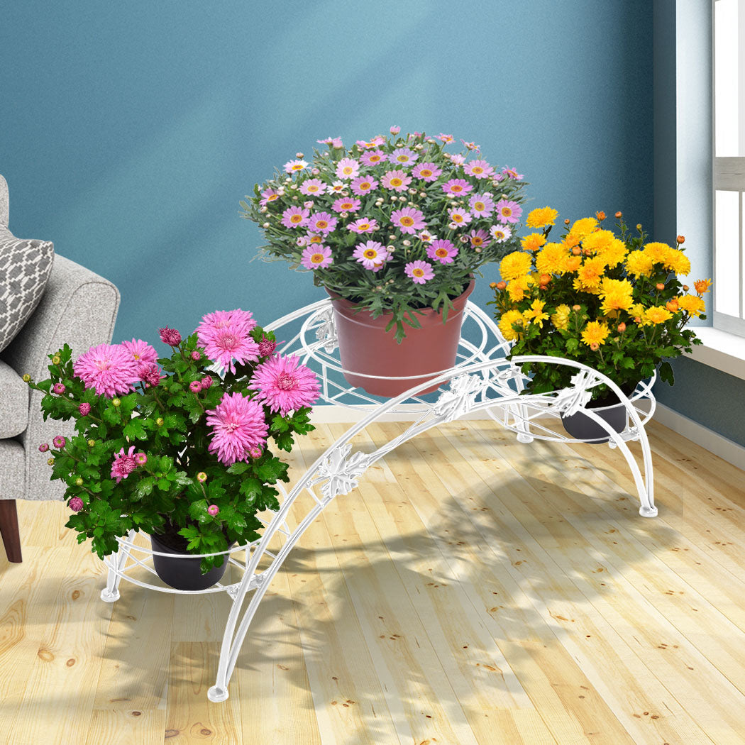 Levede Plant Stand Outdoor Indoor Metal White-1910112292683517958