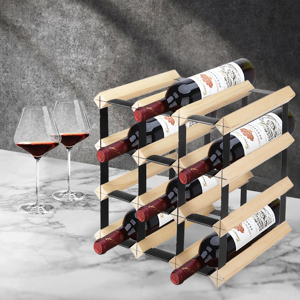 Levede Timber Wine Storage Rack Wooden 12 Bottle-1910112324249849862