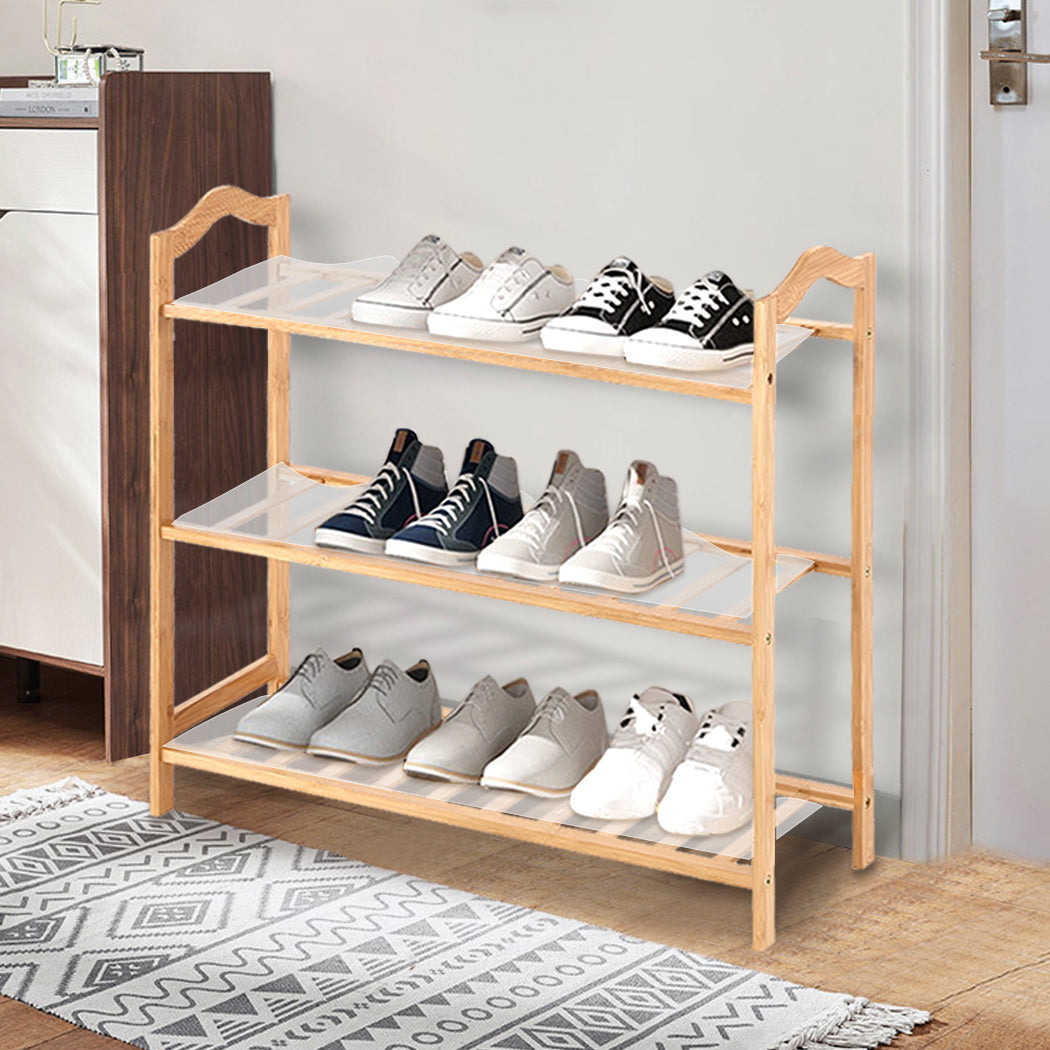 2x Levede 3 Tier Bamboo Shoe Rack Shoes-1919892878260310022