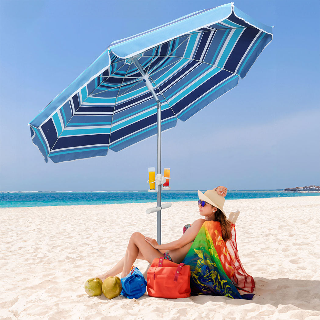 Mountview 2.2M Outdoor Beach Umbrellas Sand Blue-1954802439291015174
