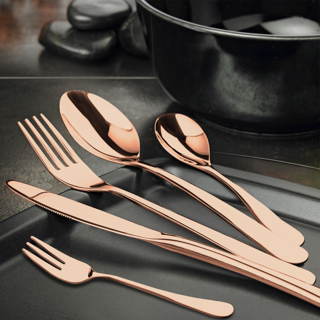 Stainless Steel Cutlery Set Glossy Knife Rose Gold-1954802794401763334