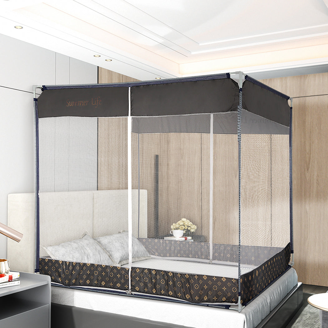Dreamz Mosquito Bed Nets Foldable Canopy Square Grey-1954802841323442182