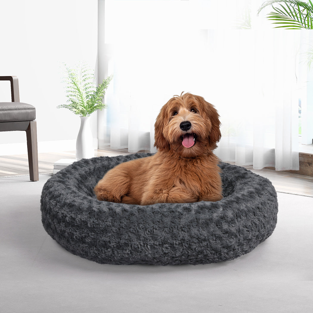 PaWz Calming Dog Bed Warm Soft Plush M Dark Grey Medium-1954802551274737670