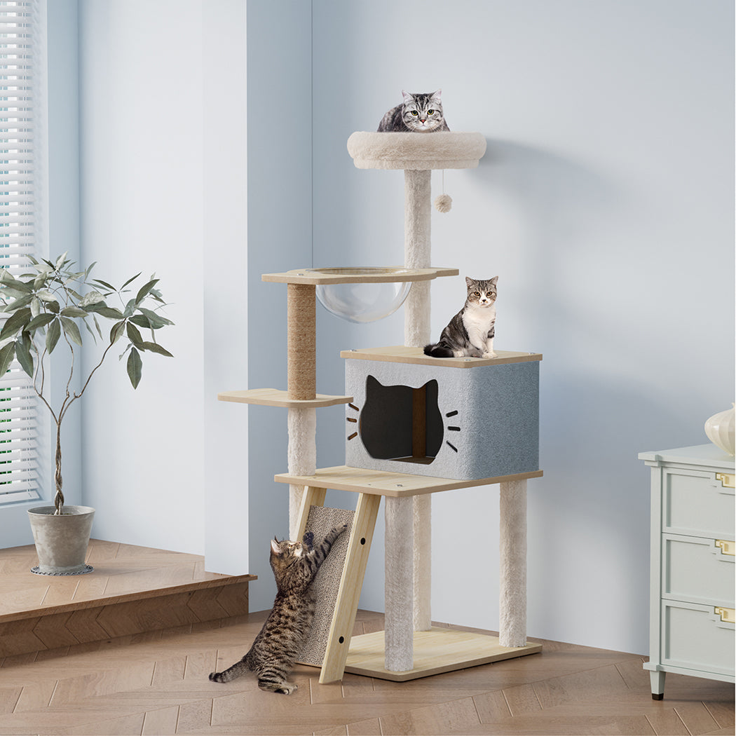 Pawz Cat Tree Tower Scratcher Wood Condo House 120cm-1954802480646852614