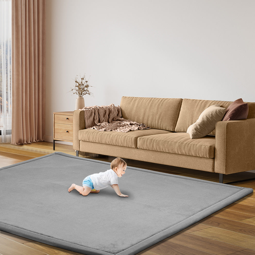 Marlow Coral Velvet Area Rugs Large Mat 180x200cm Grey-1954802462355492870