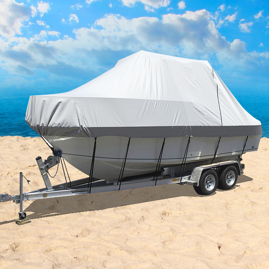 Boat Cover 19-21 FT Trailerable Weatherproof Grey 21FT-1919892918542405638
