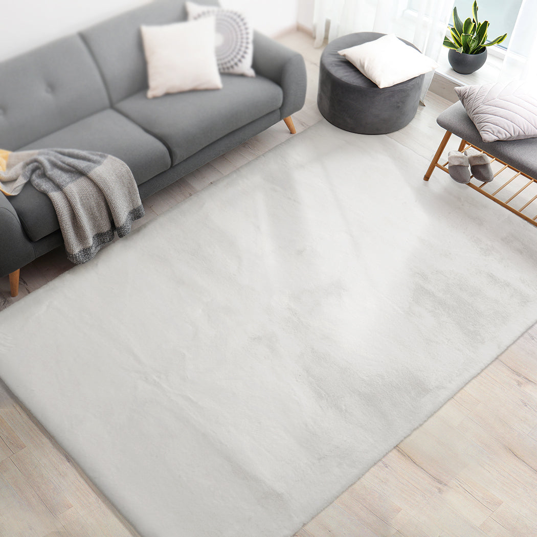 Marlow Floor Rugs Area Rug Fluffy Faux 140X200CM White-1919892882374922247