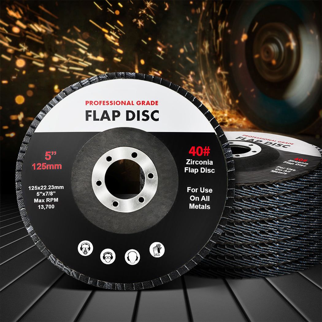 Traderight Flap Discs 125mm 5" Zirconia 1x20mX4 40SQM-1910113106923753478