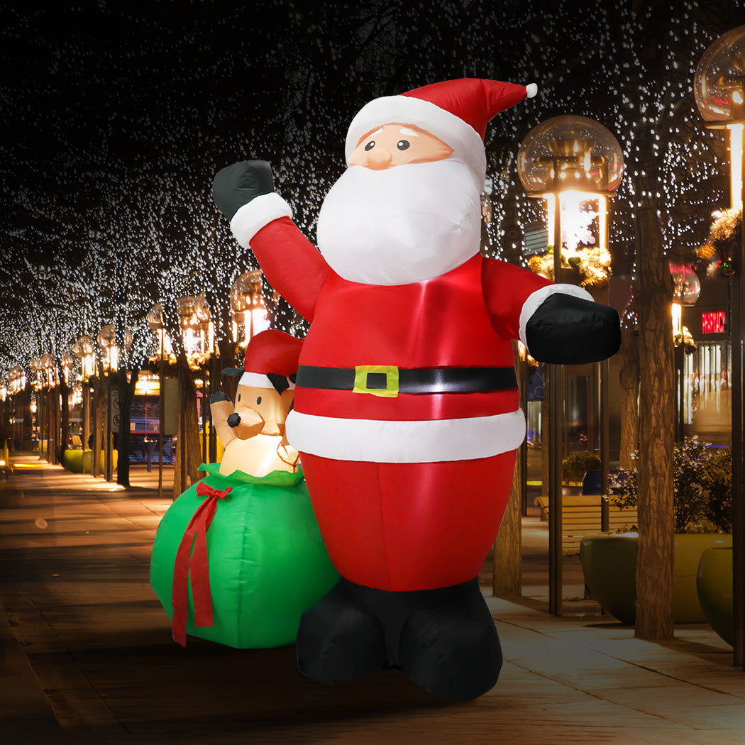 Santaco Christmas Inflatable Outdoor Santa Claus Elk 2.2M Xmas Decoration Light-1973194172844347398
