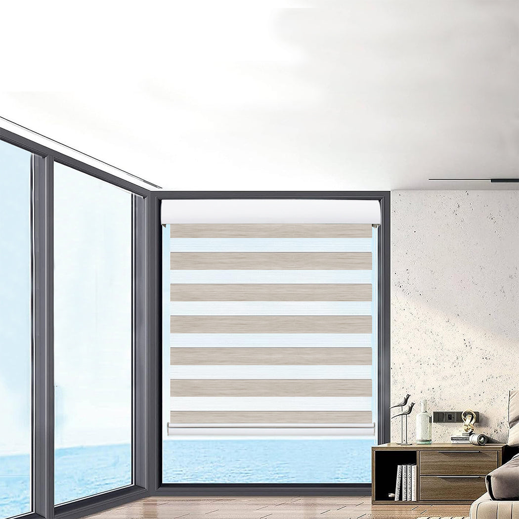 Marlow Blackout Zebra Roller Blind Curtains 120x210 Beige-1954802973179777030