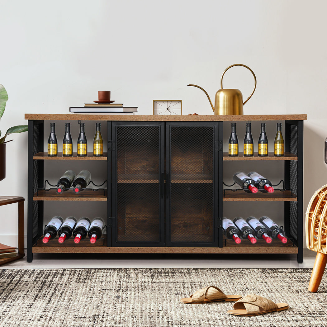 Levede Bar Cabinet Buffet Sideboard Walnut-1954802987327164422