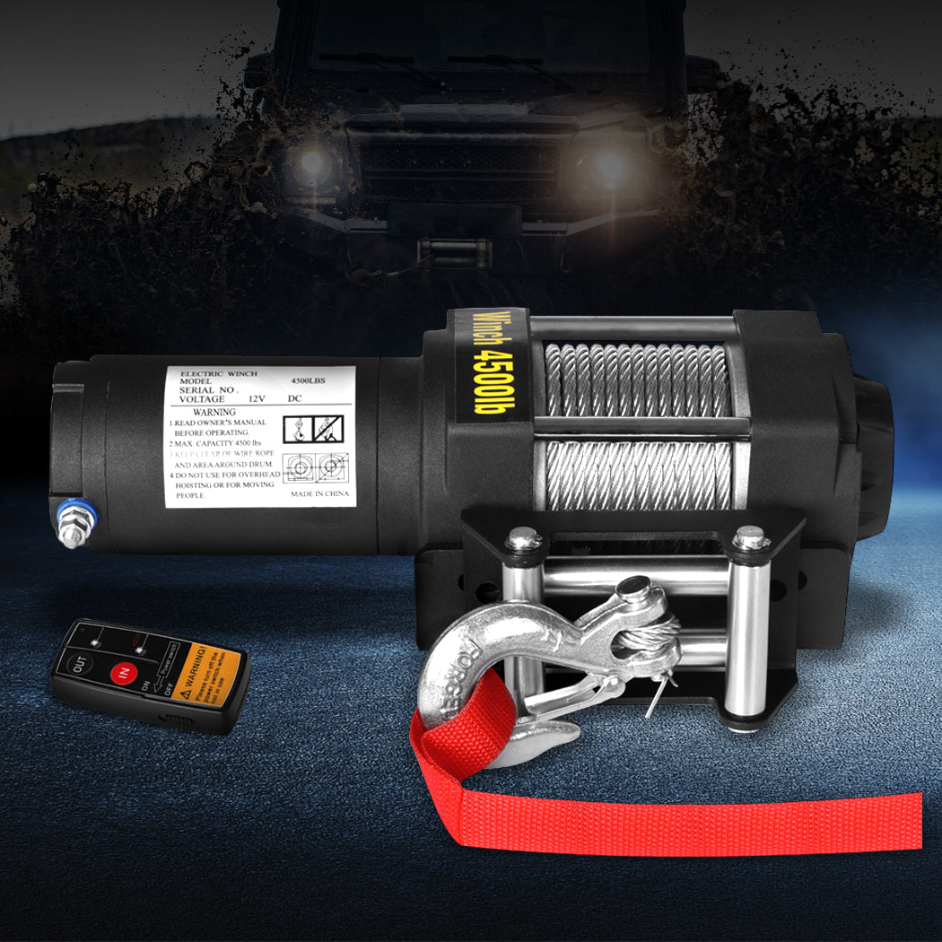 Electric Winch 4500LBS/2041KG 12V Wireless-1954802955660169222