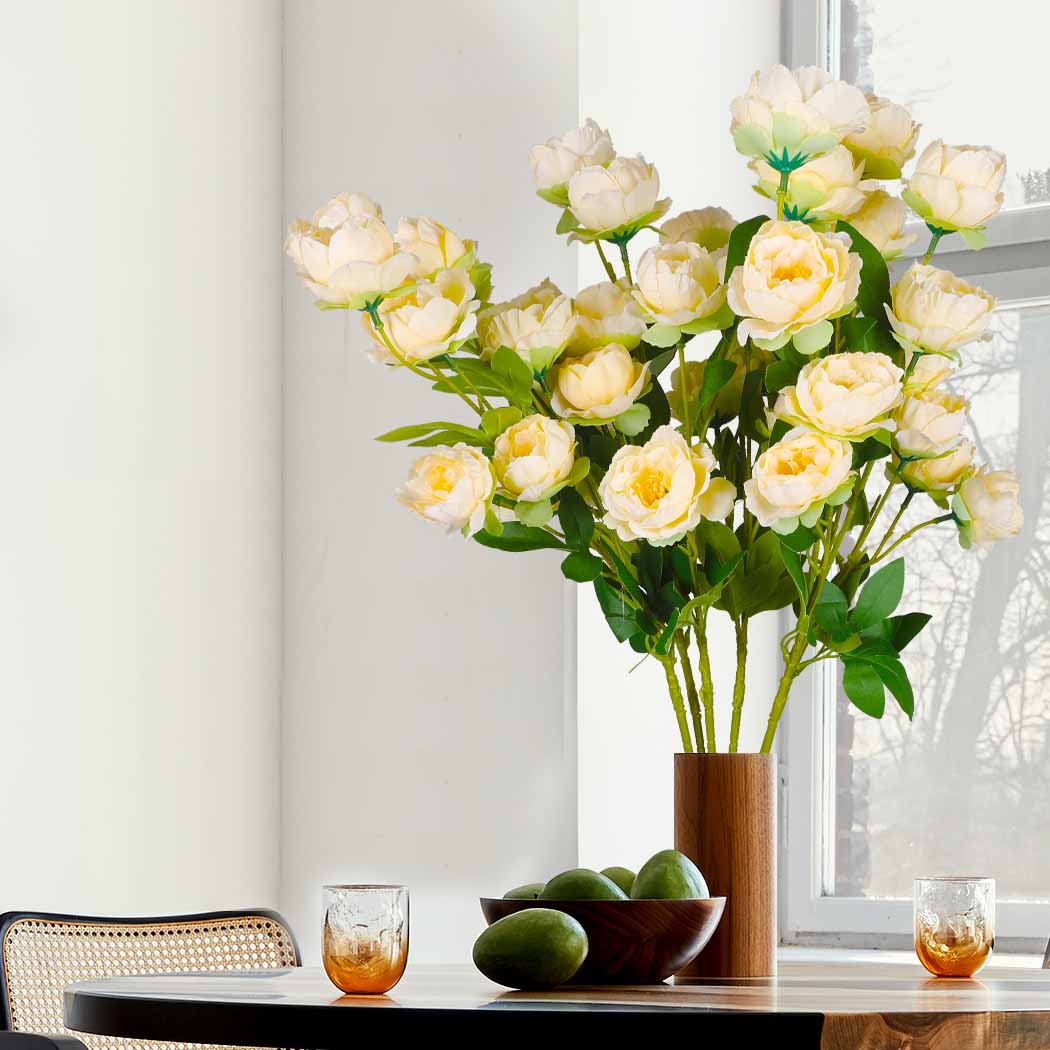 Lambu Artificial Flowers Silk Roses Yellow-1954802596778741766