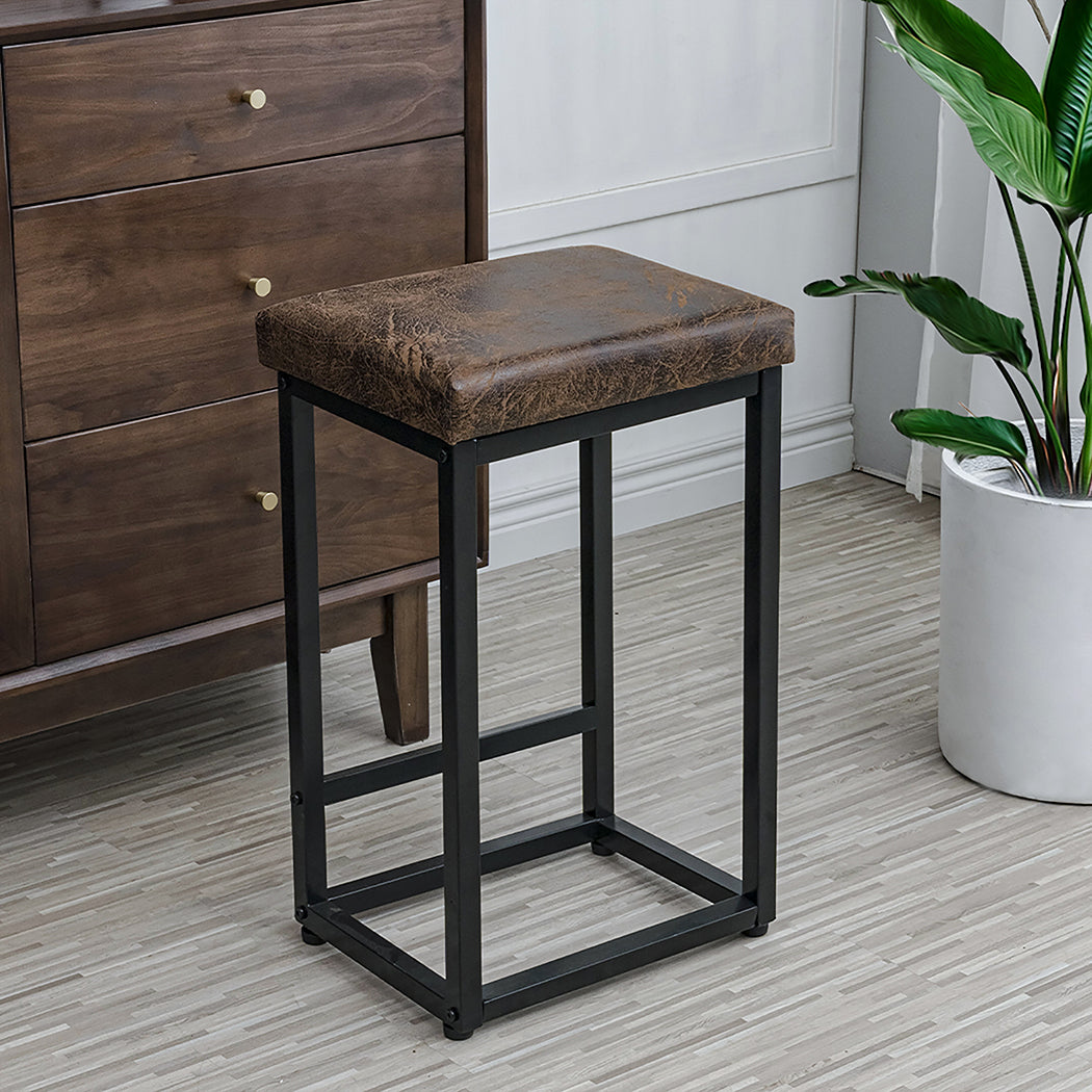 Levede 2X Bar Stools PU Leather Metal-1919892921822351366