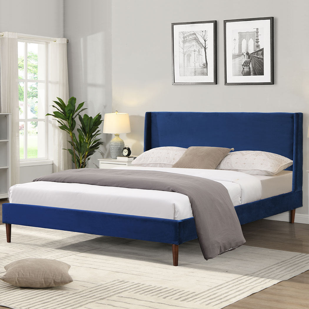 Levede Velvet Bed Frame Queen Size Mattress-1910113208975364102
