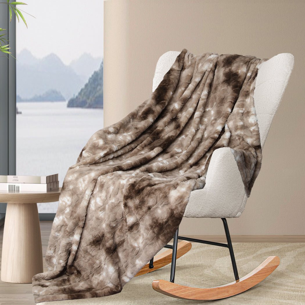 Dreamz Luxury Tie-dyed Blanket Brown 127cm x 152cm-1954802367232872455