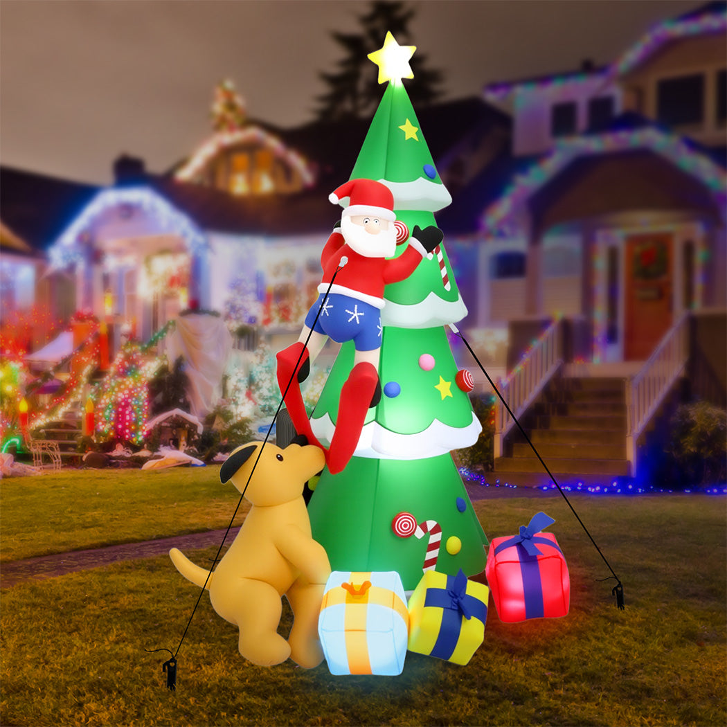 Santaco Inflatable Christmas 2.4M Xmas Tree Santa Claus-1973194174362685446