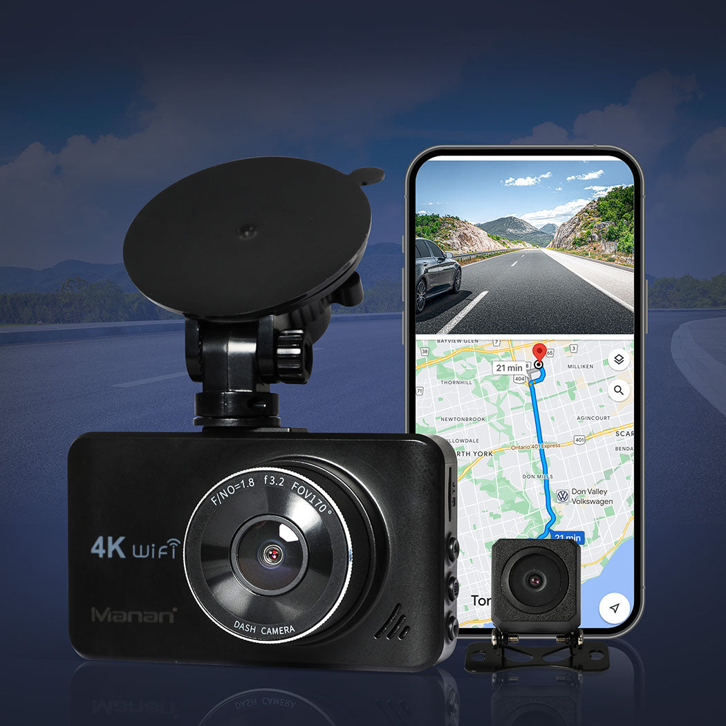 Manan 4K Car Dash Camera Front and Rear Dual Wifi GPS-1910112339714248710