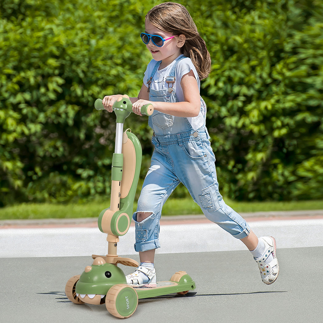 BoPeep Foldable Kids Scooter Flip-able Seat Green-1954802361826414599