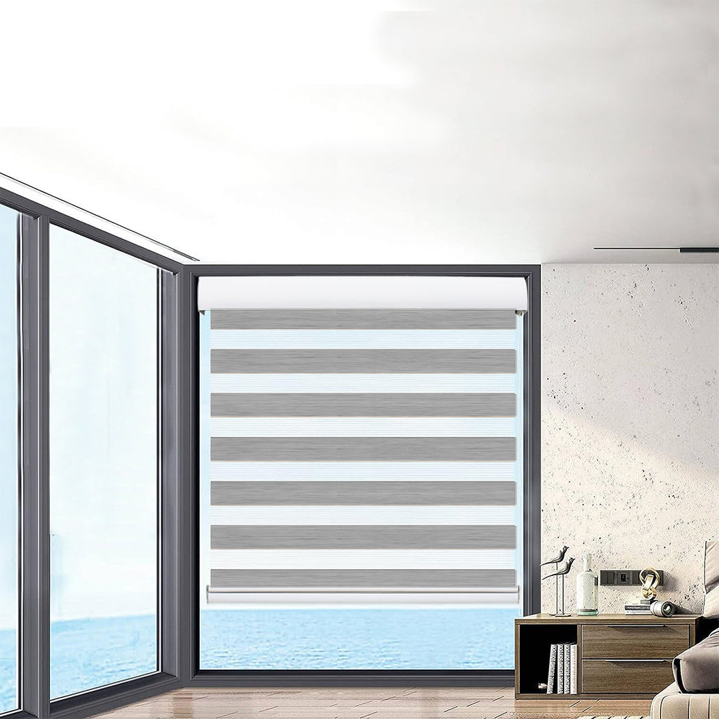Marlow Blackout Zebra Roller Blind Curtains 150x210 Grey-1910113277736783878