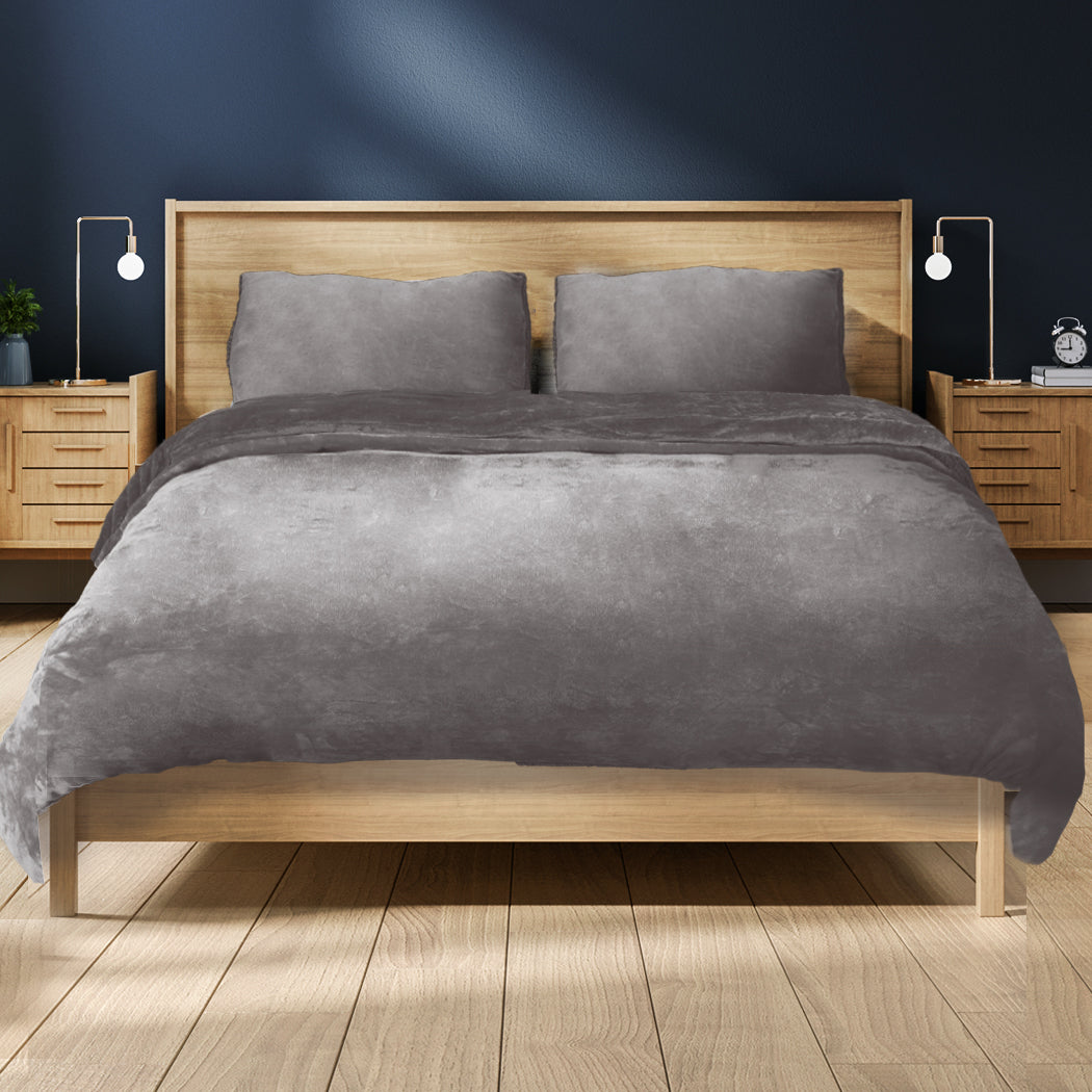 Quilt Cover Bedding Flannel Super King Silver-1910113193942978566