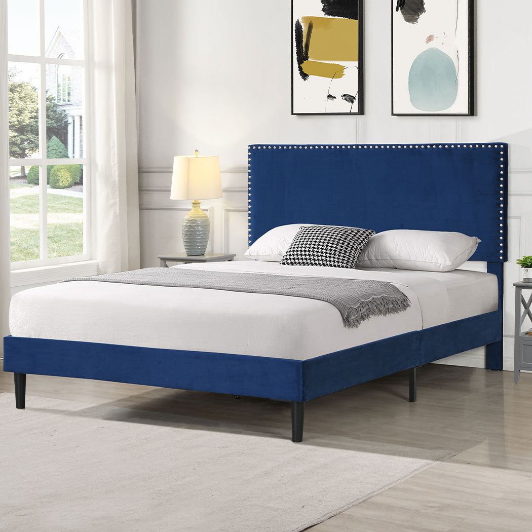 Levede Bed Frame Double Size Mattress Blue-1910113208182640646