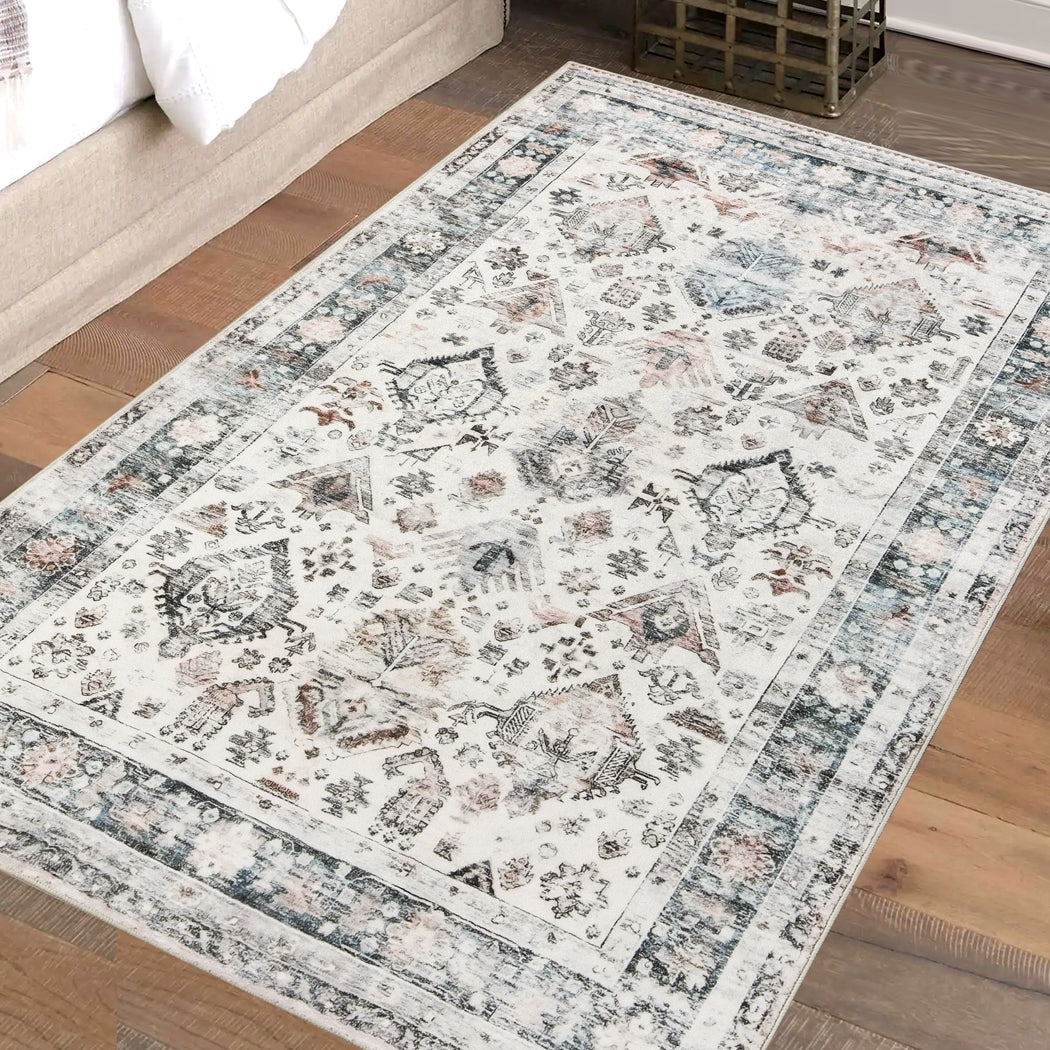 Marlow Floor Rug Vintage Short Pile Washable Carpet Soft Plush Non Slip 160x120-1954802389043253255