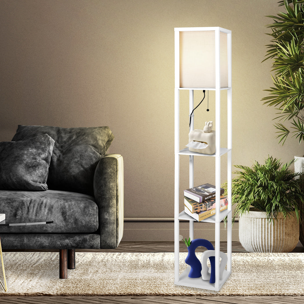 EMITTO Floor Lamp Storage Shelf LED White-1954802834927128582