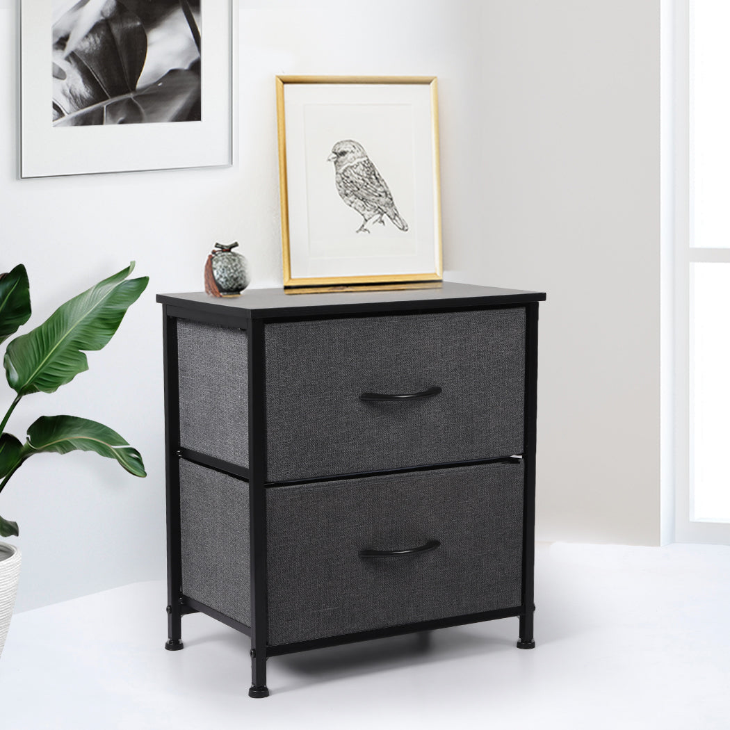 Levede Storage Cabinet Chest of 2 Drawers Dark Grey-1954802984013664262