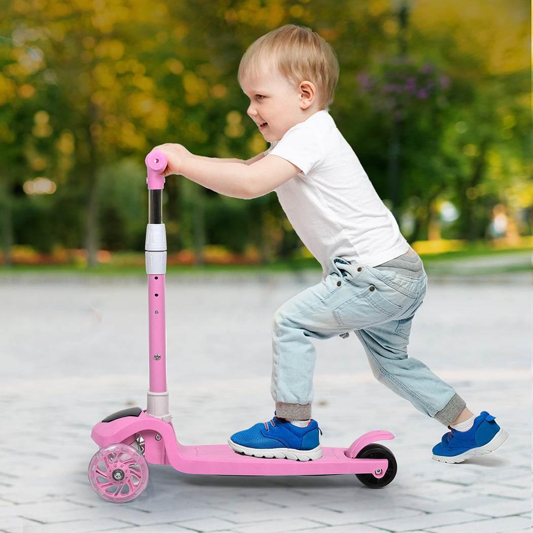 Bopeep Foldable Kids Scooter LED Music Pink-1954802362795298823