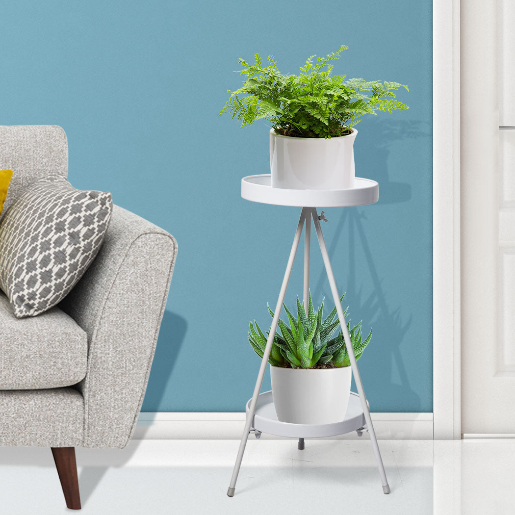 Levede Plant Stand 2 Tiers Outdoor Indoor White Medium-1910112303920058374
