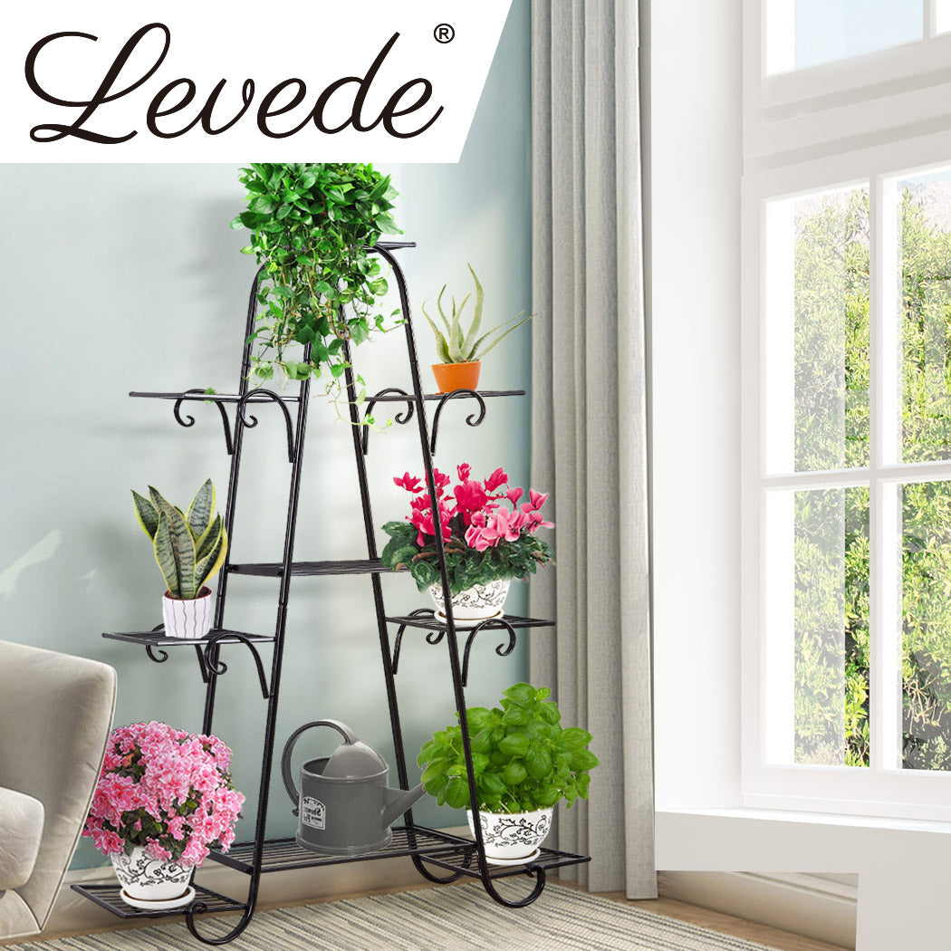 Levede Outdoor Indoor Metal Plant Stand Black-1910112812177428486