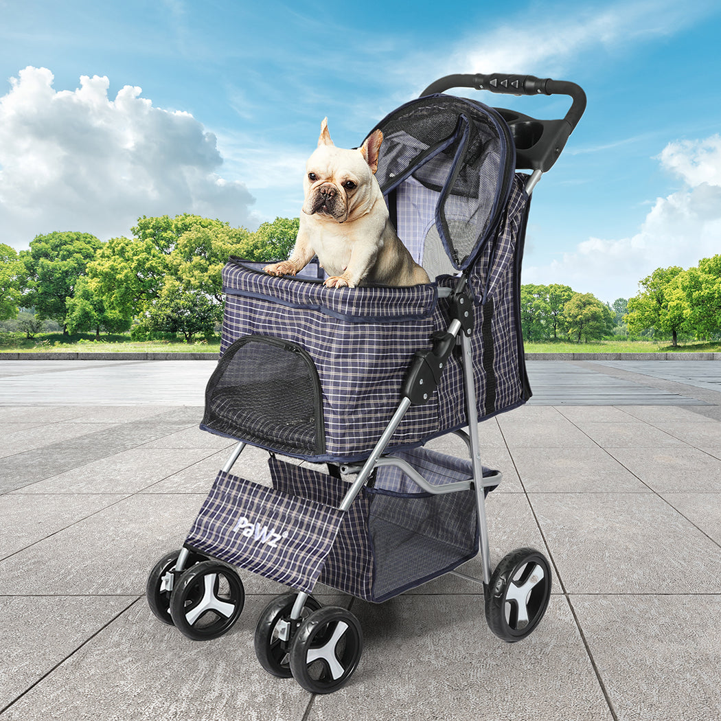 PaWz Large Pet Stroller Dog Cat Carrier Plaid-1954802606228508678