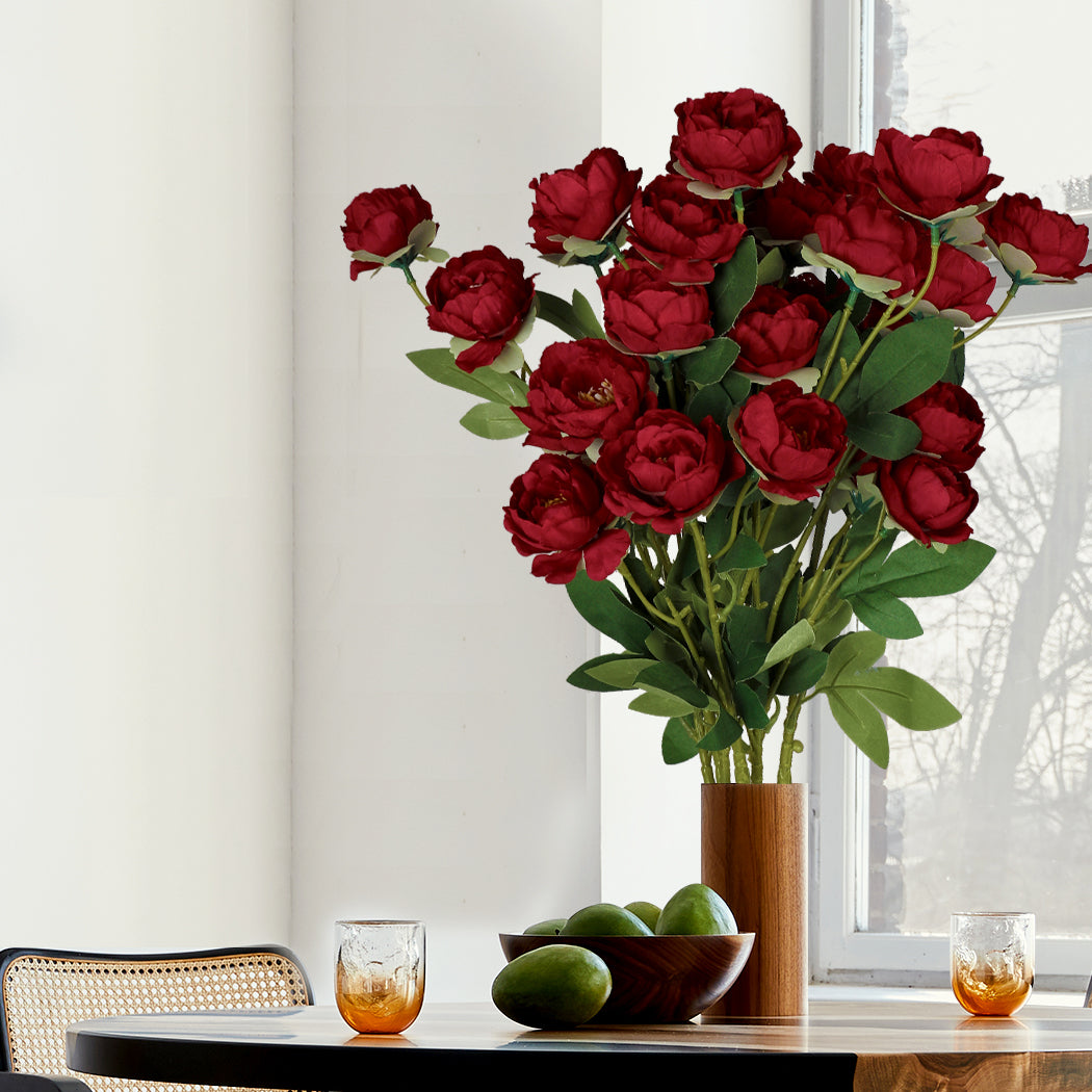 Lambu Artificial Flowers Silk Roses Burgundy-1910112530756407302