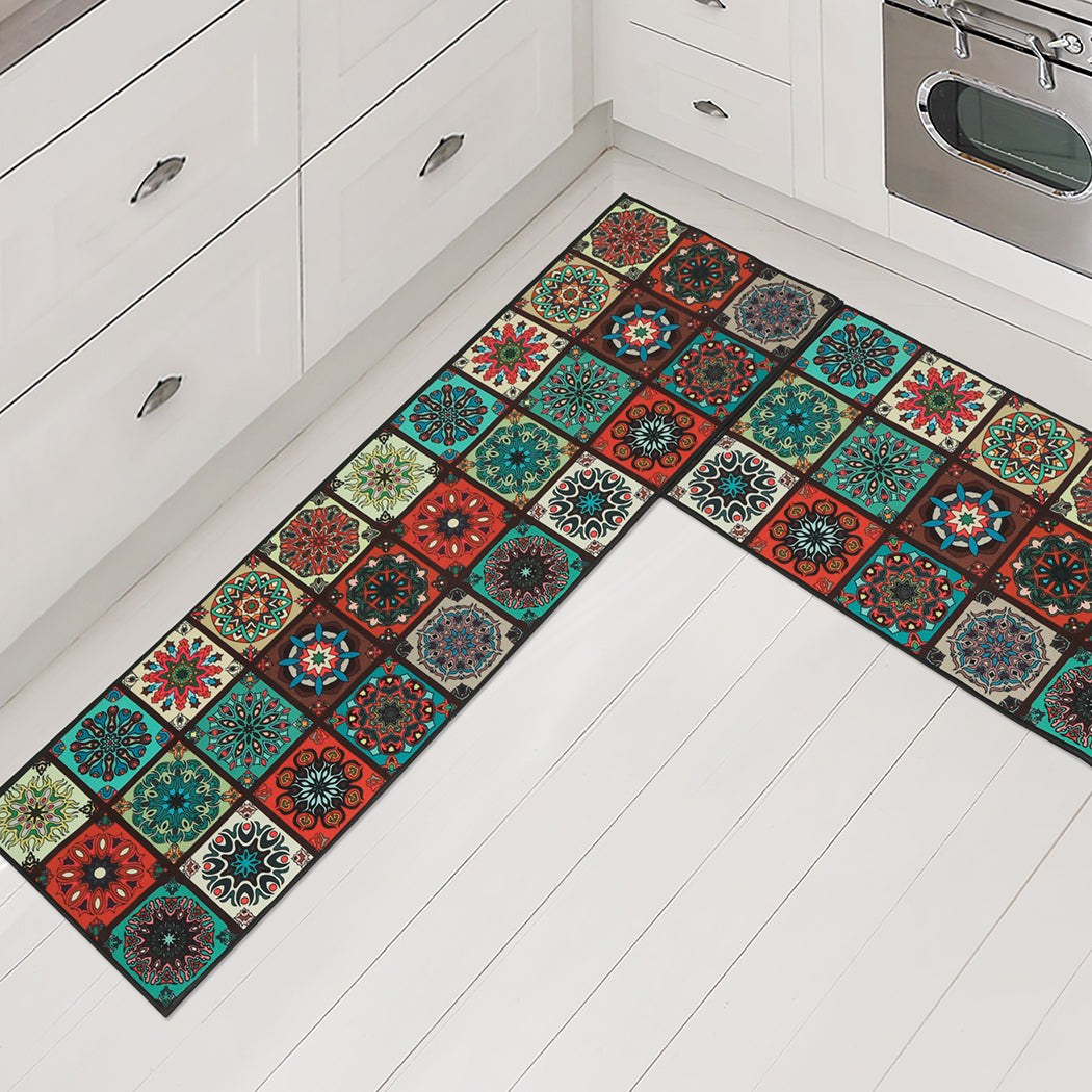 Marlow 2x Kitchen Mat Floor Rugs Area 45x150cm-1910113064880050182