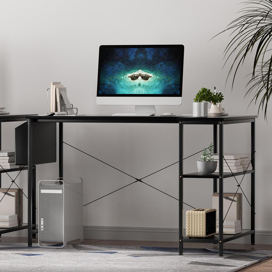 Levede L Shaped Computer Desk Corner Desk Black-1954802381711609862