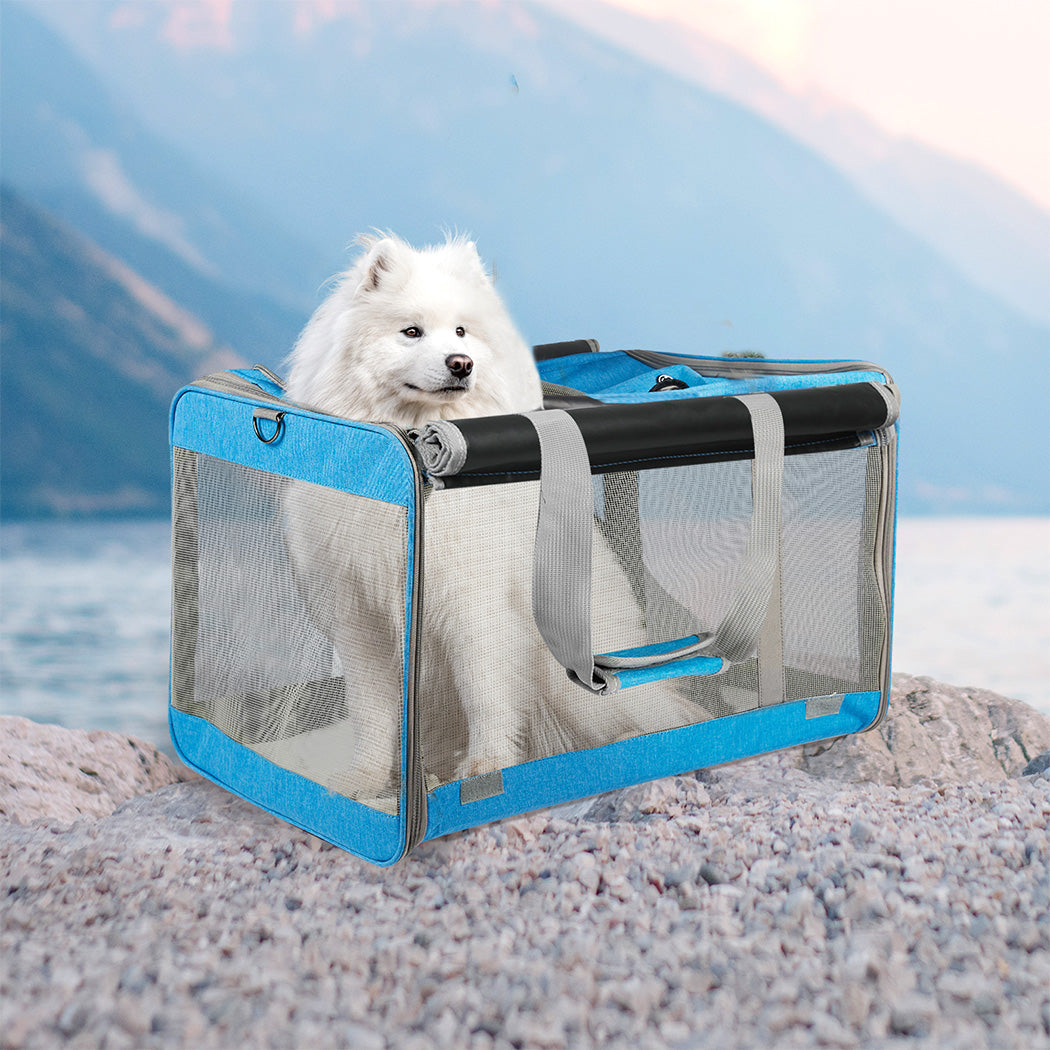Pawz 3 in 1 Pet Soft Crate Dog Cat Carrier XL Size Blue-1954802466226835462