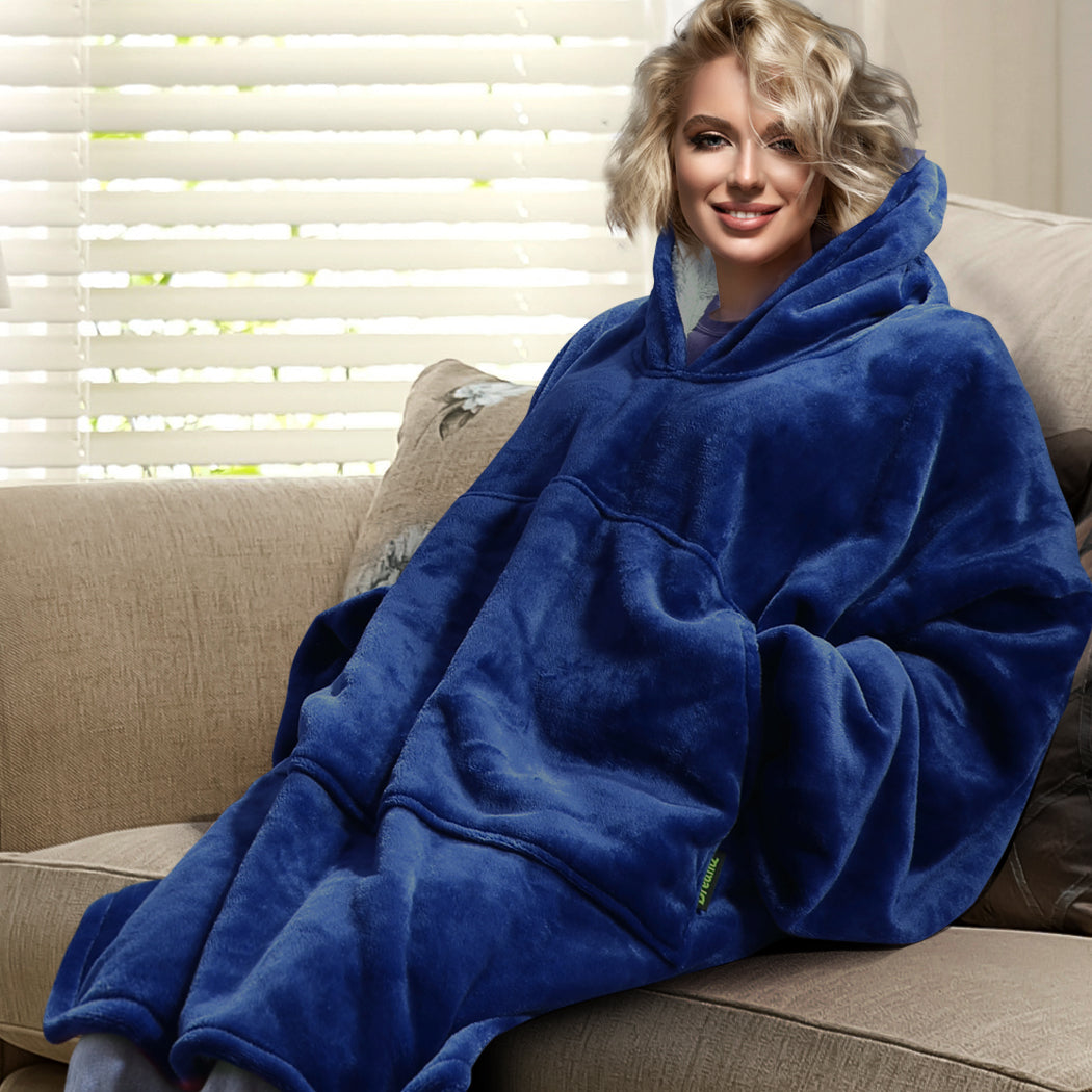DreamZ Blanket Hoodie Adult Sweatshirt Navy Blue-1954802941210791942