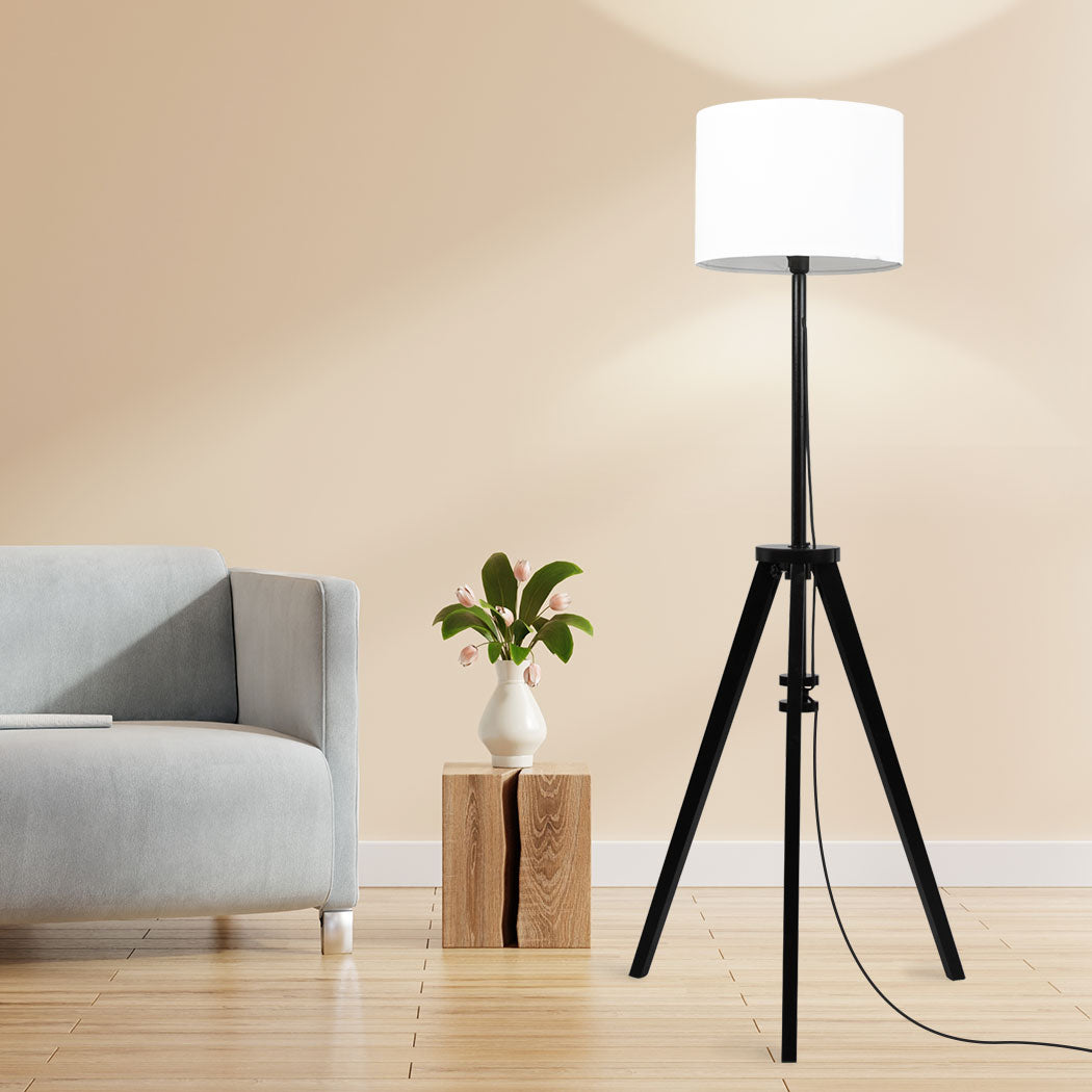 EMITTO Wooden Floor Lamp Modern Tripod Black-1954802836105728006