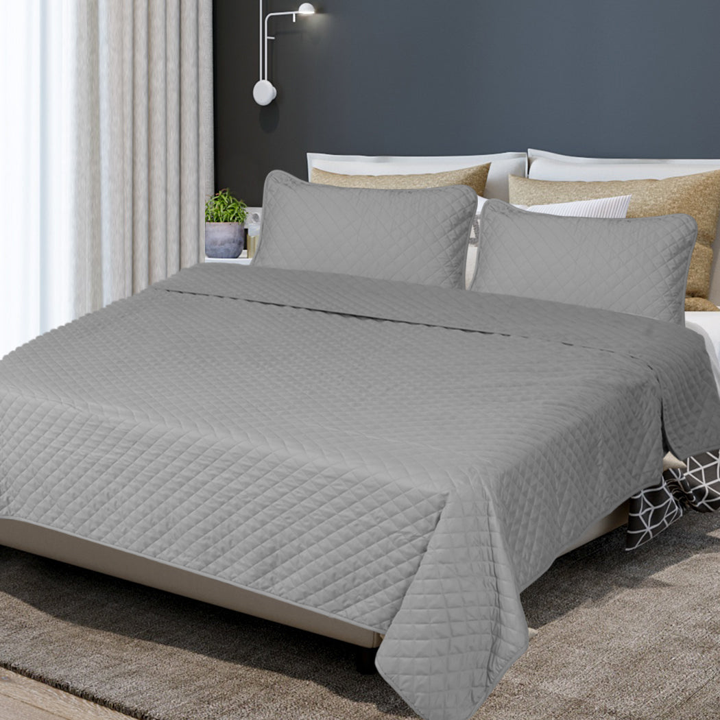 DreamZ Bedspread Coverlet Set Quilted Grey Queen-1919892936250757126