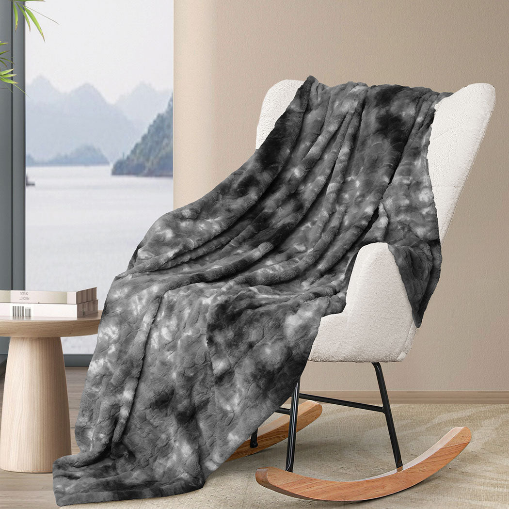 Dreamz Luxury Tie-dyed Blanket Grey 152cm x 203 cm-1954802367035740167