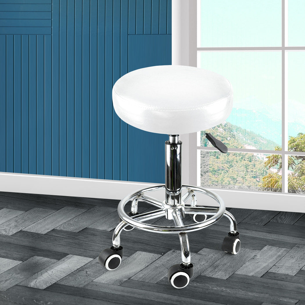 Levede Salon Stool Swivel Hairdressing White-1954802613568540678