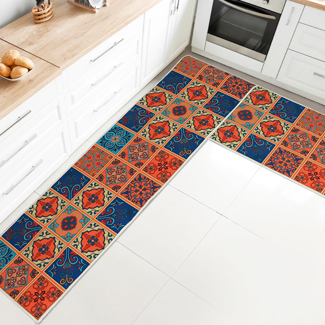 Marlow 2x Kitchen Mat Floor Rugs Area 45x120cm-1910113065198817287