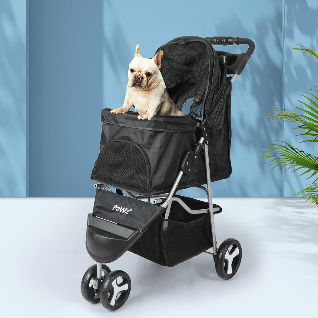 PaWz Large Pet Stroller Dog Cat Carrier Black-1954802605679054855