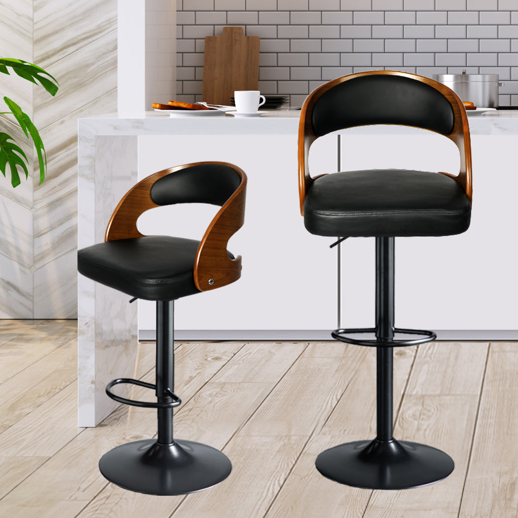 Levede 1x Kitchen Bar Stools Gas Lift Black-1910113240550084615